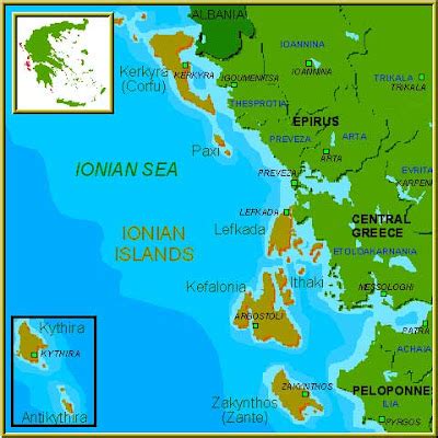 Ionian Islands Map Province Area | Map of Greece Regional Political ...