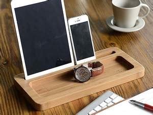 The Bamboo Desk Organizer with Integrated Dock for Smartphone and ...