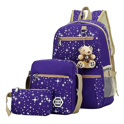 Brands Fashion Three piece women backpack High quality canvas backpacks ...