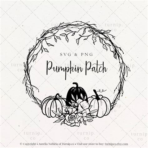 Pumpkin Patch Clipart Border SVG PNG Fall Wreath Design Black - Etsy