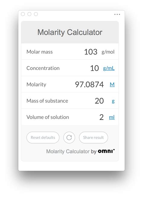 Resource: Molarity Calculator - Share - Findings Community