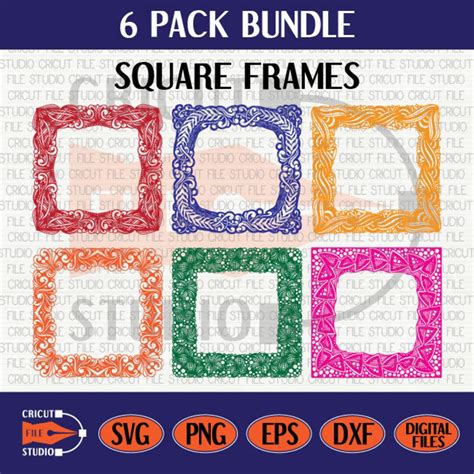 Square Frames Svg 6 Pack of Square Frame Cut File for Cricut - Etsy