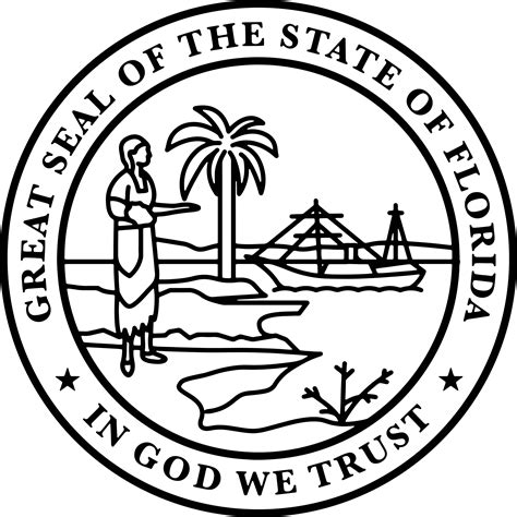 THE GREAT SEAL OF THE STATE OF FLORIDA Black white vector ou - Inspire ...