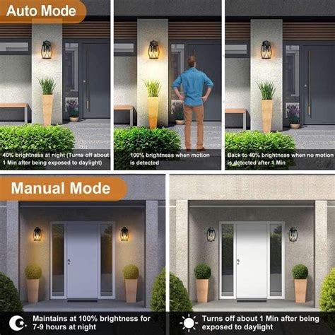 2-pack Waterproof Motion Sensor Indoor/Outdoor Wall Lights Wall Lantern for Garage Porch Front ...