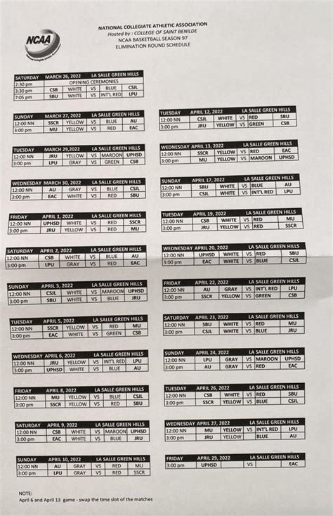 NCAA Season 97 basketball tournament elimination round schedule | NCAA ...