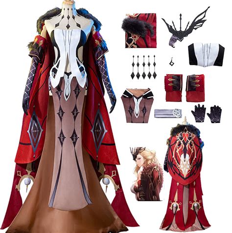 Spel Genshin Impact La Signora Cosplay Kostuum Volledige Set Volwassen La Signora Halloween ...