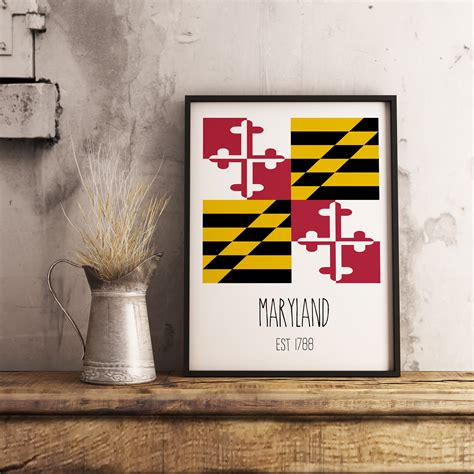 Maryland Flag Print Wall Decor Wall Art Downloadable Home - Etsy