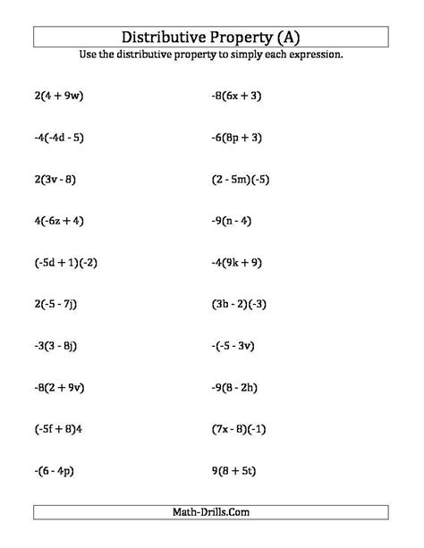 Distributive Property With Variables Worksheet Pdf - PRIOPT