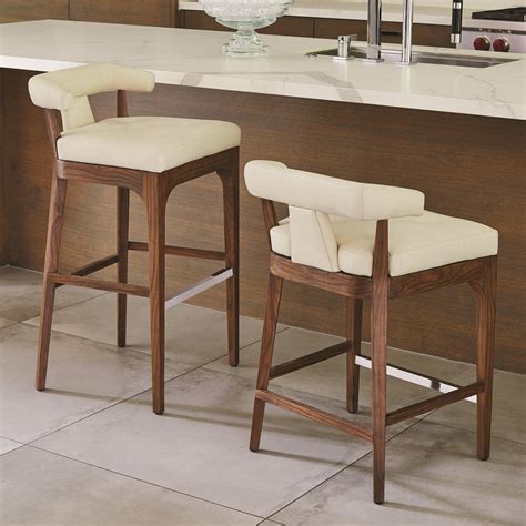 Moderno Counter Stool - Ivory Marble Leather - Grats Decor Interior ...