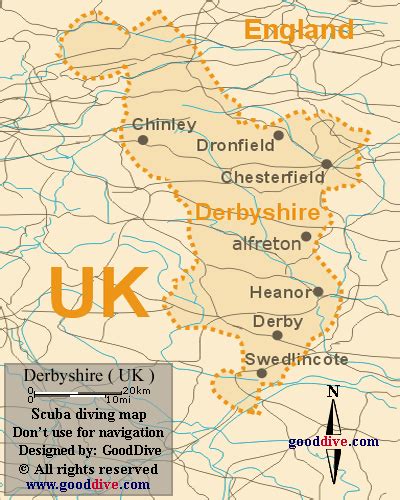 Map Of Derbyshire England - Coastal Map World