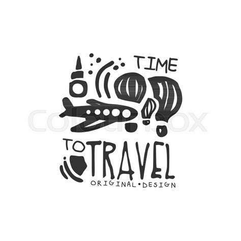 Time to travel. Tour operator label ... | Stock vector | Colourbox