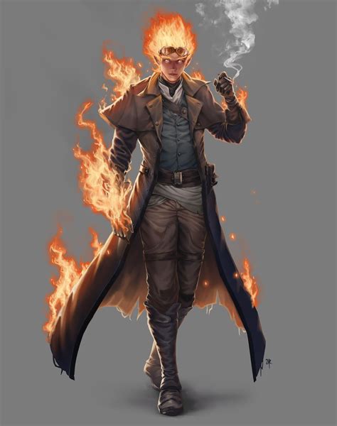 Human/Fire Genasi Fighter - Commission Work by HIIDRAstudio on DeviantArt | Character design ...