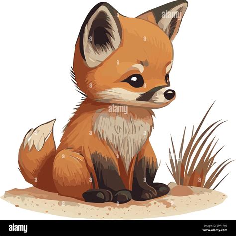 Realistic cartoon fox isolated on white background - Vector ...