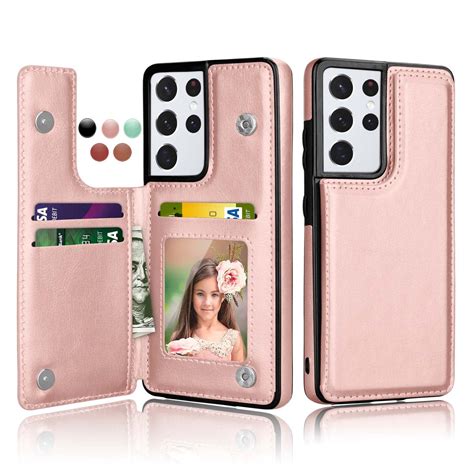 Cases for Galaxy S21 S21+ S21 Ultra 5G, Njjex Leather Flip Wallet Card Holder Case Cover for ...