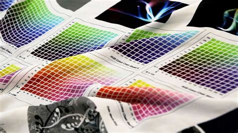 Calibration swatches from the digital fabric printer during Digital Pattern Design and Print ...