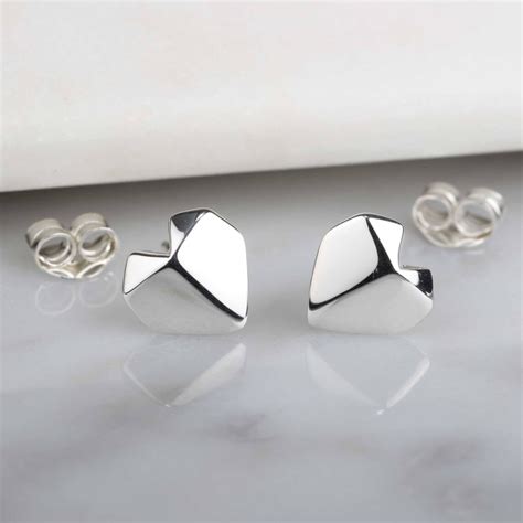 Stunning Silver Origami Heart Earrings - Etsy Denmark