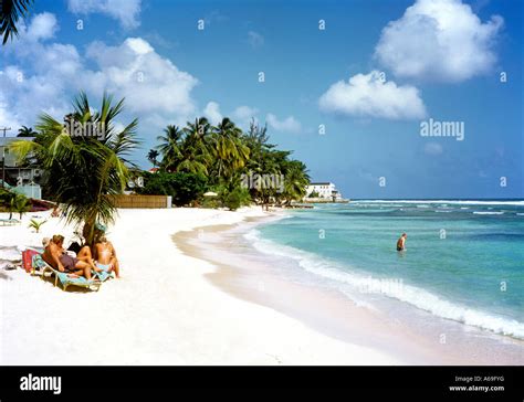 Barbados Bridgetown people on beach near Needhams Point Stock Photo - Alamy