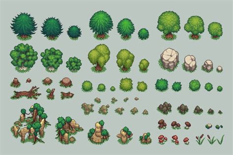 Forest Top-Down Tileset Pixel Art Download - CraftPix.net