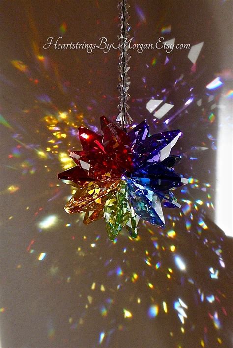 Rainbow Colored Crystal Cluster Suncatcher for Car or Home Window, Made With Swarovski Crystals ...