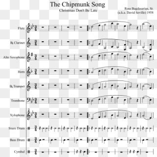 The Chipmunk Song Sheet Music Composed By Ross Bagdasarian, - Real Slim Shady Notes, HD Png ...