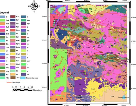 A detailed geology map of the study area showing lithology units | Download Scientific Diagram