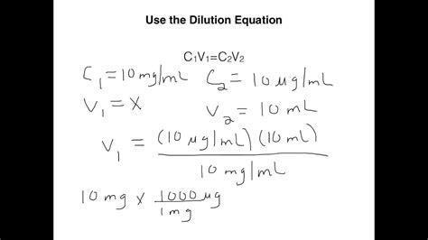 How to Use the Dilution Equation - YouTube