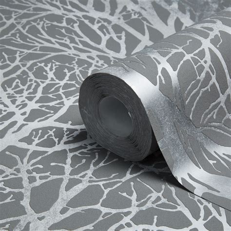 Muriva Precious Silks Silver Geometric Metallic Wallpaper | Departments ...