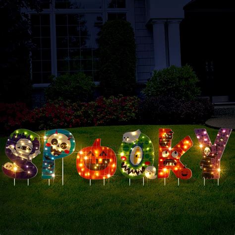 Amazon.com: Retisee 6 Pcs Halloween Outdoor Decorations Colorful Spooky Yard Sign with Stakes ...