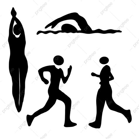 Swim Silhouette PNG Free, Swimming And Running Silhouette Illustration ...