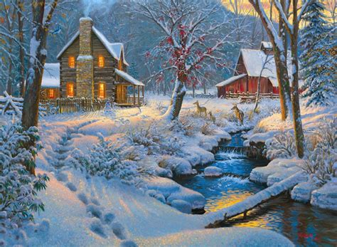 Download Cozy Winter Houses Near The River Wallpaper | Wallpapers.com