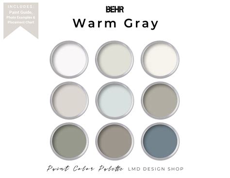 Behr Warm Gray Paint Color Palette Whole House Interior - Etsy