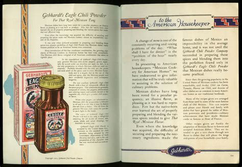 Gebhardt Eagle Chili Powder Mexican Cookery for American Homes recipes 1923 | eBay