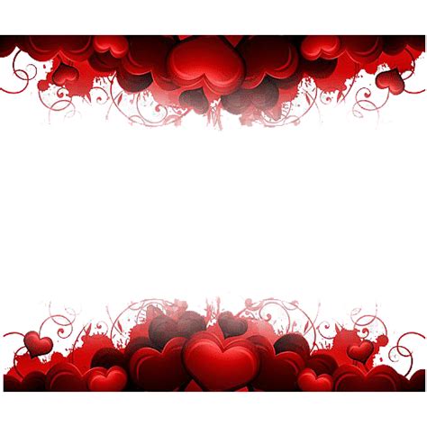 Valentine’s Day Border Red Hearts Romantic Design Free PNG | PNG All