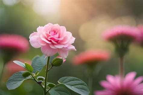 Premium Photo | A pink rose in the garden