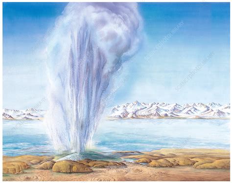 Geyser erupting, artwork - Stock Image - E570/0303 - Science Photo Library