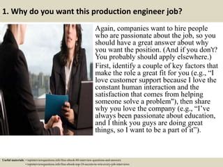 Top 10 production engineer interview questions and answers | PPT