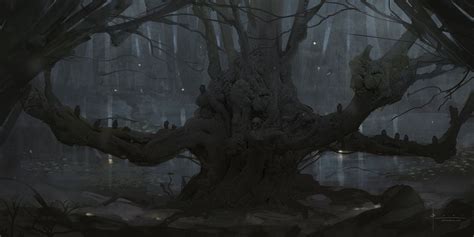 Creepy Forest, Bram Sels | Landscape paintings, Fantasy landscape, Landscape drawings