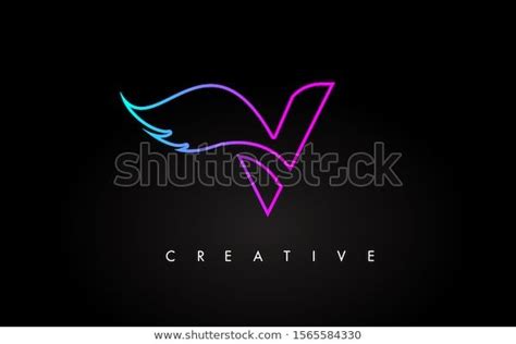 Neon V Letter Logo Icon Design Stock Vector (Royalty Free) 1565584330 ...