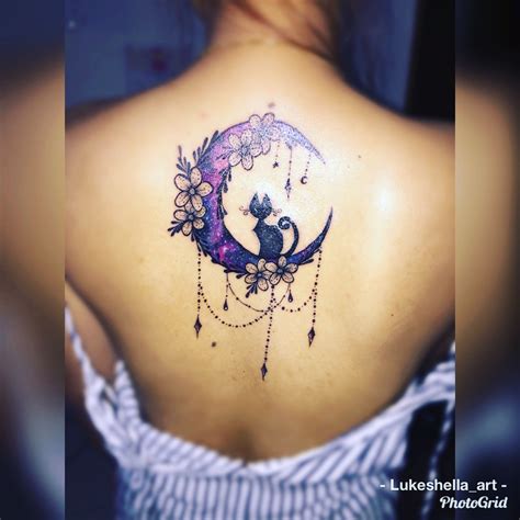 Galaxy moon cat tattoo 🌙🐈🌌💜💙 | Galaxy tattoo, Wiccan tattoos, Moon ...