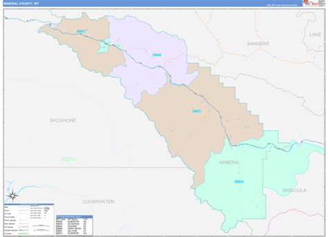 Mineral County, MT Wall Map Color Cast Style by MarketMAPS