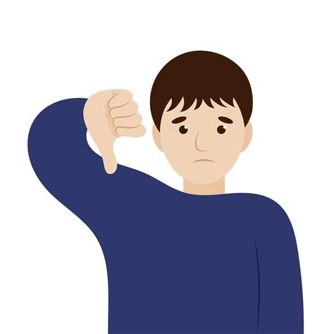 Portrait of a cartoon boy showing thumb down, dislike, flat vector ...