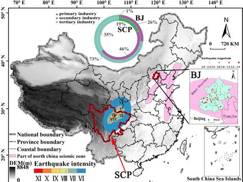 Sketch map of earthquakes in China, as well as the location of Beijing ...