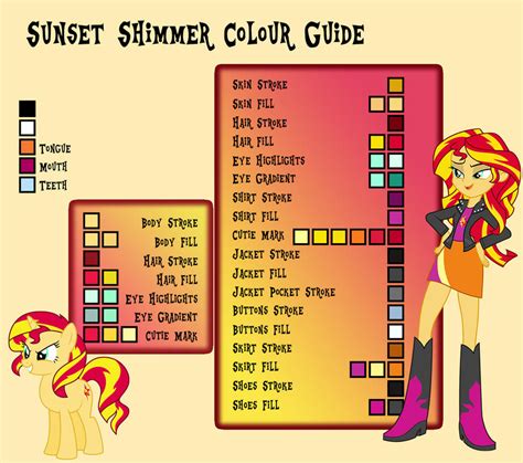 Sunset Shimmer Colour Guide by Neighthirst on DeviantArt