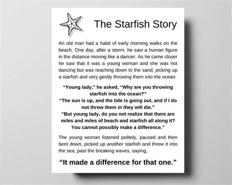 Starfish Poem by Loren Eiseley, the Starfish Story Printable Sign ...