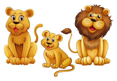 Lion family with one cub 368636 Vector Art at Vecteezy