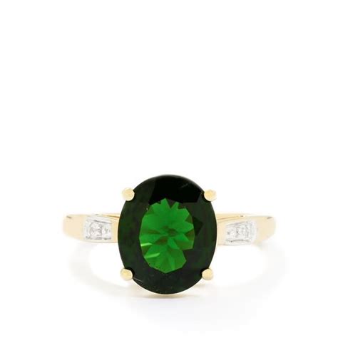 Chrome Diopside & White Zircon 9K Gold Ring ATGW 3.79cts | Diopside, Gold rings, Zircon