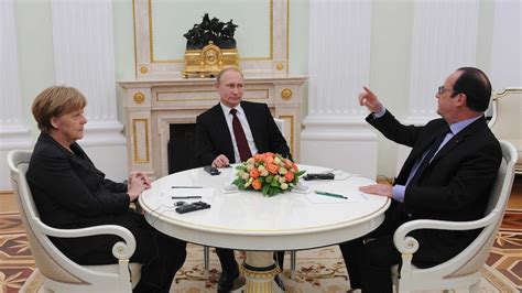 Ukraine crisis: Angela Merkel and Francois Hollande meet with Vladimir ...