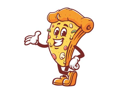 Pizza Cartoon Mascot Illustration Design Character - Etsy