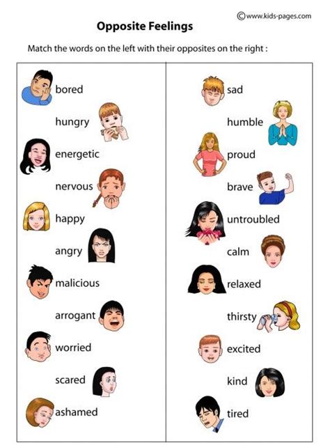 Opposite Feelings worksheet | English teaching materials, Feelings, English lessons