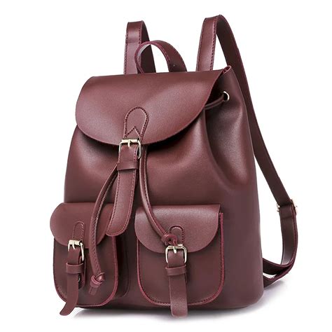 New Fashion Women PU Leather Travel Backpacks Waterproof Laptop Ladies ...